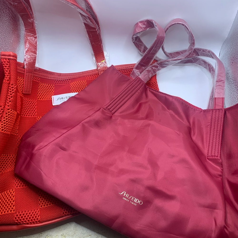 Shiseido Women’s Red Tote Bag - Satin Finish